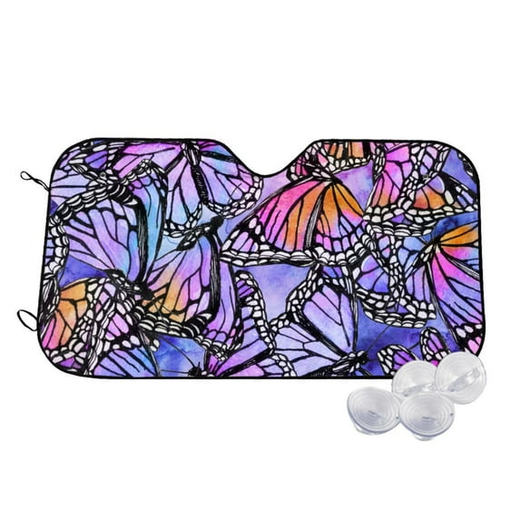 Fotbe Watercolor Butterflies Car Windshield Sunshade | Sun Visor Protector Front Window Shade, Keeps Out UV Rays, Keeps Your Vehicle Cool-Medium