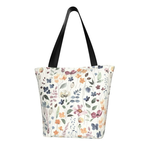 Fotbe Watercolor Floral Pattern Beach Tote,Shoulder Handbag,Spacious Tote Bag,Lightweight Travel Bag,Versatile Shopping Bag