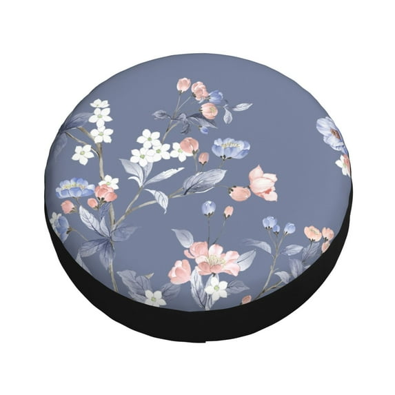 Fotbe Watercolor Flowers Butterfly Spare Tire Cover Thickening Universal Fit for Jeep, Trailer, RV, SUV, Truck, Tough Tire Wheel Soft Cover-14 inch