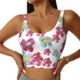 thumbnail image 1 of Fotbe Watercolor Flowers Pattern Womens' Sports Bra Longline Wirefree Padded with Medium Support Sports Moisture-Wicking Workou Vest,Tank Top-X-Large, 1 of 9