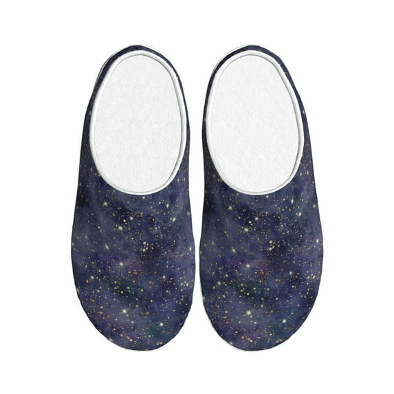 Fotbe Watercolor Indigo Pattern Women's Fuzzy Curly Fur Memory Foam Loafer Slippers Indoor Outdoor Slippers Winter Home Shoes-44/45