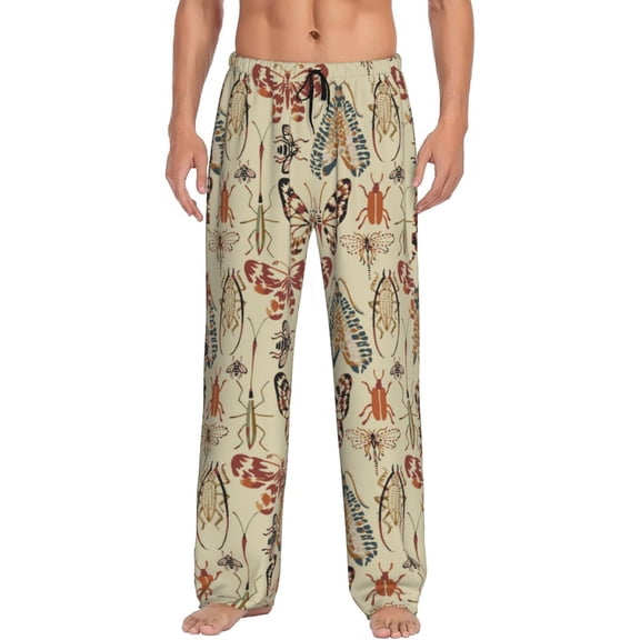Fotbe Watercolor Insects Men's Pajama Pants,Sleepwear Pants,Pj Bottoms Drawstring And Pockets-Medium