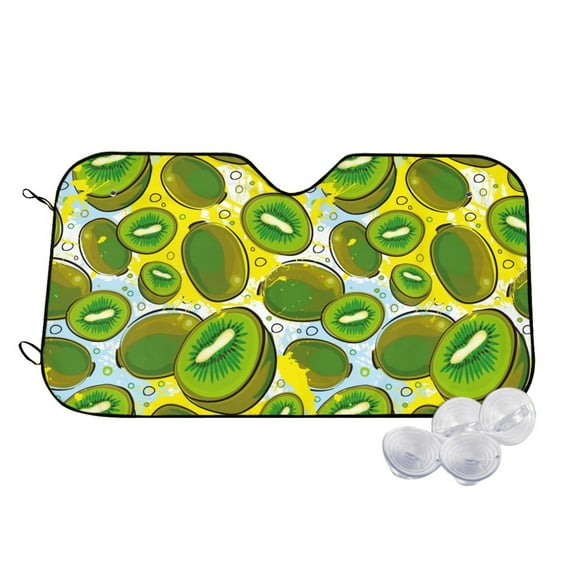 Fotbe Watercolor Kiwi Fruits Summer Car Windshield Sunshade | Sun Visor Protector Front Window Shade, Keeps Out UV Rays, Keeps Your Vehicle Cool-Small