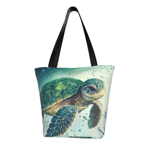Fotbe Watercolor Turtle1 Pattern Beach Tote,Shoulder Handbag,Spacious Tote Bag,Lightweight Travel Bag,Versatile Shopping Bag