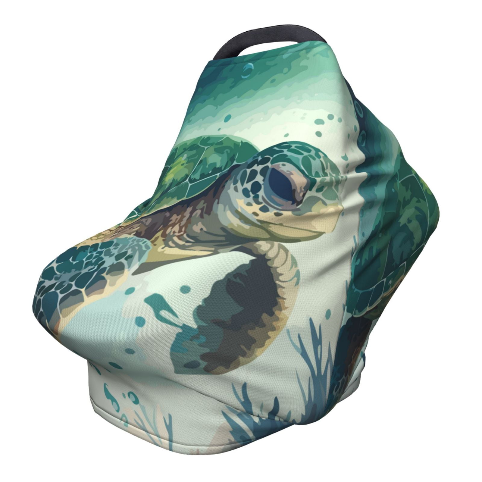 Fotbe Watercolor Turtle1 Pattern Car Seat Covers for Babies, Nursing Breastfeeding Cover Infant Carseat Canopy, Soft Stretchy Carrier Cover