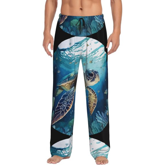 Fotbe Watercolor Turtle4 Men's Pajama Pants,Sleepwear Pants,Pj Bottoms Drawstring And Pockets-XX-Large