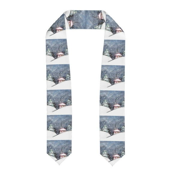 Fotbe Watercolor Winter Landscape For Christmas Printed Class of 2024 Graduation Stole