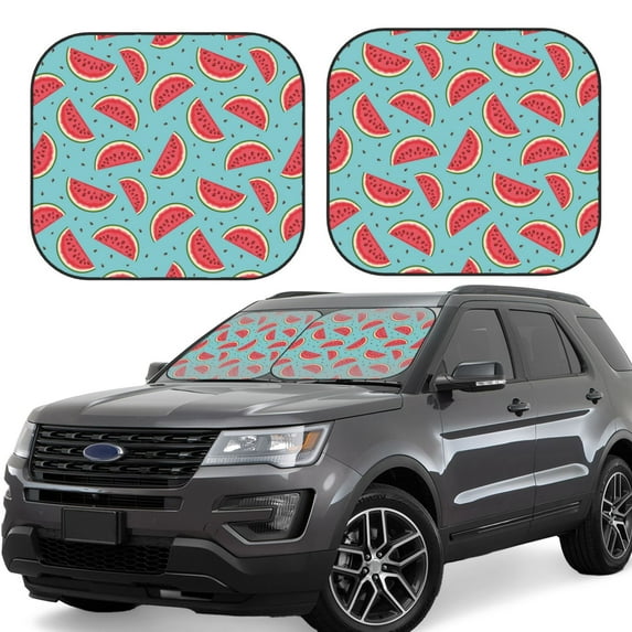 Fotbe Watermelon 2-Piece Car Windshield Sun Shade | Sun Blocker for Car Windshield | Foldable Automotive Interior Accessories for Sun Protection-Small