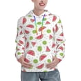 thumbnail image 1 of Fotbe Watermelon And Kiwi Pattern Womens Long Sleeve Hoodie, Pullover Hooded Sweatshirt, Kangaroo Pocket Hoodie with Eye-catching Drawstrings-Medium, 1 of 7