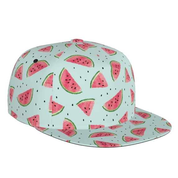 Fotbe Watermelon Flat Bill Visor Cap Classic Snapback Hat Polyester Foam Trucker Hat Trucker Cap Adjustable Baseball Cap
