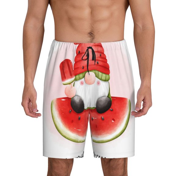 Fotbe Watermelon Gnome Pajama Shorts for Men, Men's Pajama Bottoms, Sleepwear,Short Pajama Pants-Large