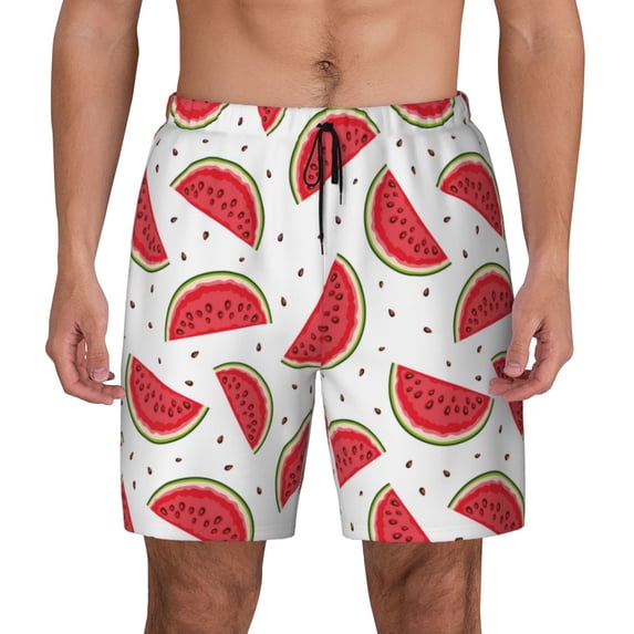 Fotbe Watermelon Men’s Swim Trunks Quick Dry Swim Shorts Board Shorts with Mesh Lining-3X-Large