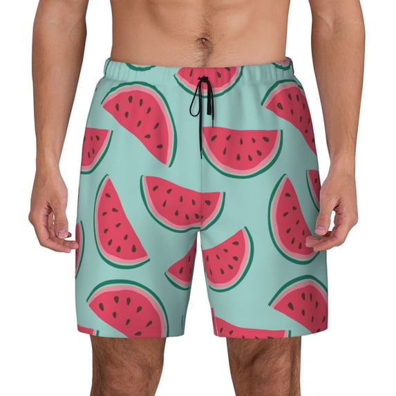 Fotbe Watermelon Men’s Swim Trunks Quick Dry Swim Shorts Board Shorts with Mesh Lining-Large