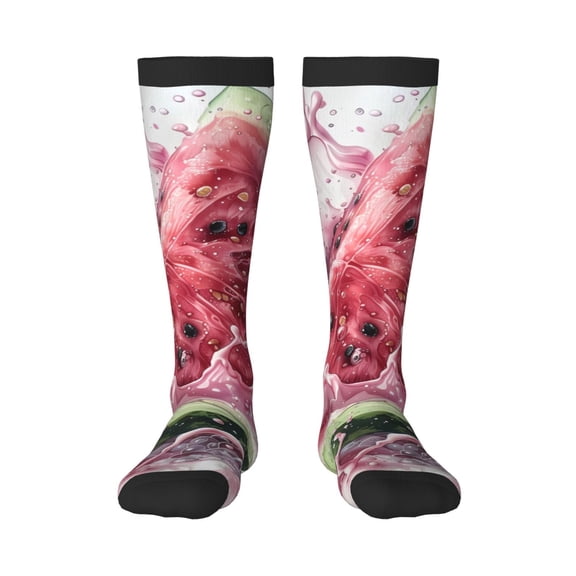 Fotbe Watermelon Splash Realism Art print Women's Men's Novelty Crew Socks Cotton Socks Knee High Socks for Walking,Running,Nurses,Pregnancy