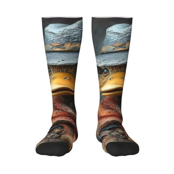 Fotbe Western Cowboy Duck print Women's Men's Novelty Crew Socks Cotton Socks Knee High Socks for Walking,Running,Nurses,Pregnancy