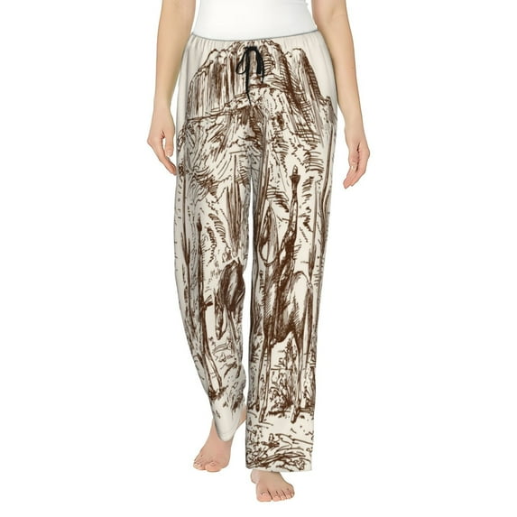 Fotbe Western Desert Cowboys2 Women's Pajama Pants,Sleepwear Pants,Pj Bottoms Drawstring And Pockets-XX-Large
