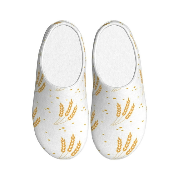 Fotbe Wheat Pattern Women's Fuzzy Curly Fur Memory Foam Loafer Slippers Indoor Outdoor Slippers Winter Home Shoes-35/36