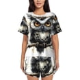 thumbnail image 1 of Fotbe Whimsical Owl On Branch Print Pajama Set for Women 2 Piece Loungewear Short Sleeve Tops and Shorts Set Soft Sleepwear-XX-Large, 1 of 7