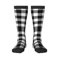 thumbnail image 1 of Fotbe White And Black Plaid print Women's Men's Novelty Crew Socks Cotton Socks Knee High Socks for Walking,Running,Nurses,Pregnancy, 1 of 9