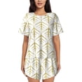 thumbnail image 1 of Fotbe White And Gold Geometry Print Pajama Set for Women 2 Piece Loungewear Short Sleeve Tops and Shorts Set Soft Sleepwear-XX-Large, 1 of 7
