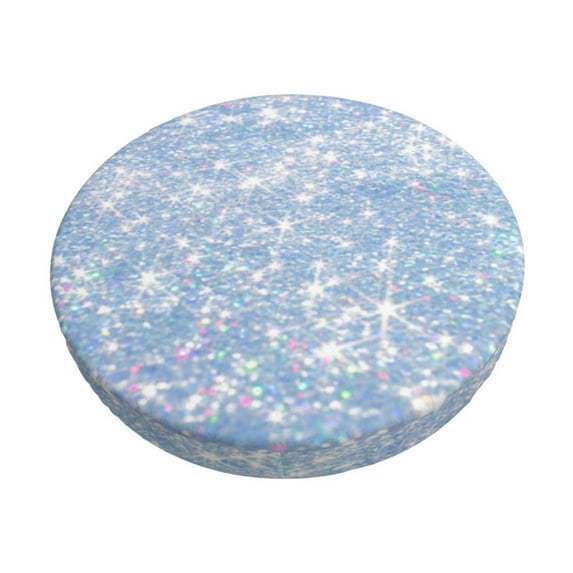 Fotbe White Bule Glitter Stool Covers Round,Waterproof Round Bar Stool Covers Bar Chair Covers Washable Stool Cushion Slipcover for 12-14 Inch Chair-13 inch