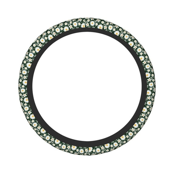 Fotbe White Daisies and Bee Steering Wheel Cover Universal 15 in Car Accessories for Men Women,Steering Wheel Protector Comfortable Protective Case for SUV Sedan Decor