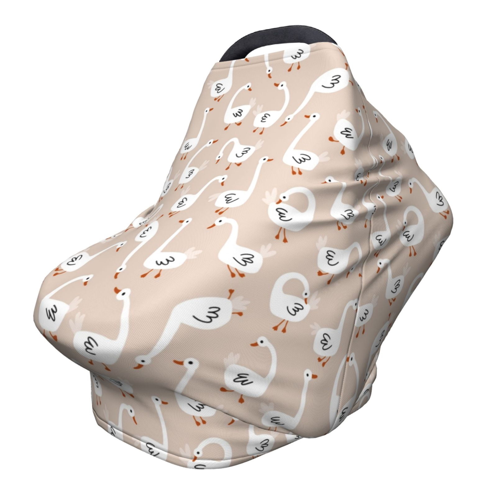 Fotbe White Goose Pattern Car Seat Covers for Babies, Nursing Breastfeeding Cover Infant Carseat Canopy, Soft Stretchy Carrier Cover