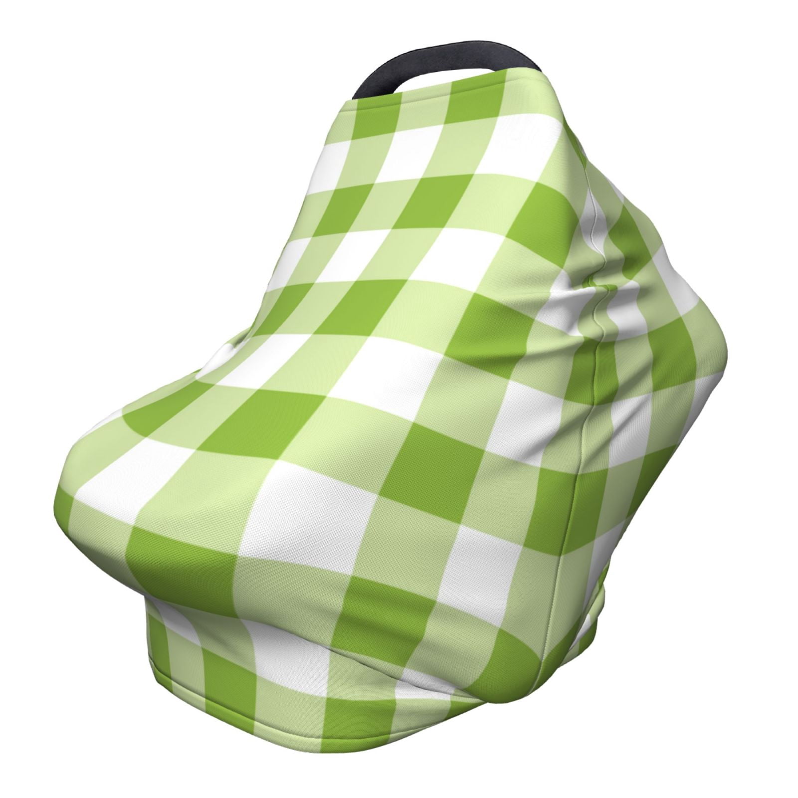 Fotbe White Green Plaid Pattern Car Seat Covers for Babies, Nursing Breastfeeding Cover Infant Carseat Canopy, Soft Stretchy Carrier Cover