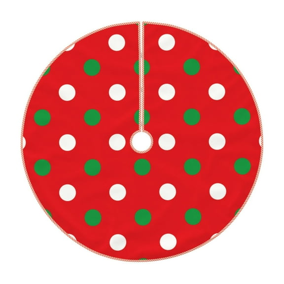 Fotbe White and Green Polka Dot Pattern Christmas Tree Skirt, Tree Skirts Plush Christmas Decorations, Christmas Tree Skirts Xmas Decorations Holiday Party Decor-30"