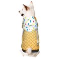 thumbnail image 1 of Fotbe White Ice Cream Print Small Dog Sweater Hoodies Pet Grey Hooded Soft Fleece Sweatshirts with Pocket Fall Winter Puppy Cat Sweaters Warm Clothes-Small, 1 of 7