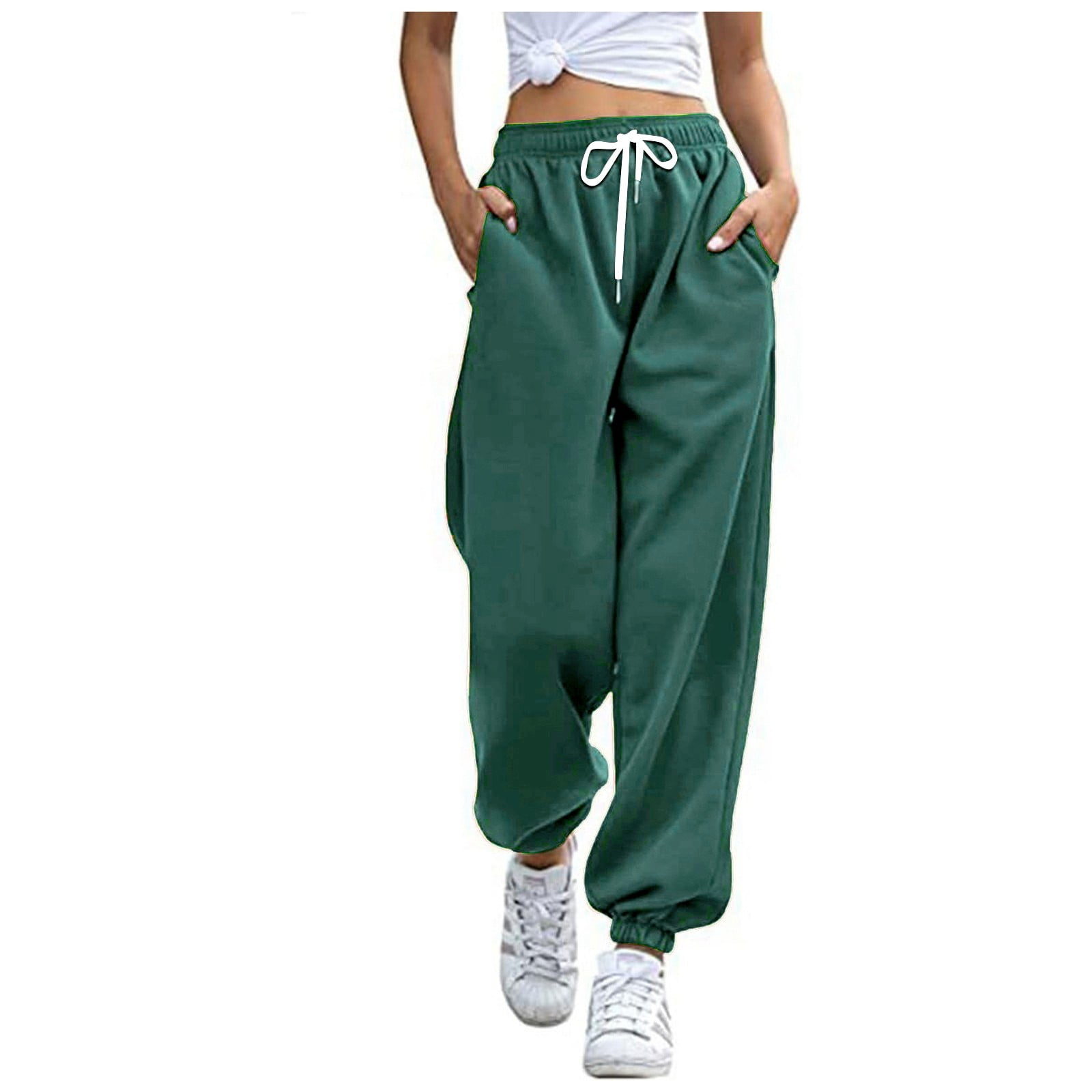 Women's Fashion Casual Drawstring Solid Color Bunched Feet Sports Casual Pants 5 Loose Pants for Women Elastic Waist Casual Womens Casual Pants 2x Womens plus Size Dress Pants for Women Business