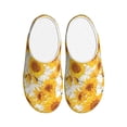 thumbnail image 1 of Fotbe White Marble Pattern Sunflower Pattern Women's Fuzzy Curly Fur Memory Foam Loafer Slippers Indoor Outdoor Slippers Winter Home Shoes-39/40, 1 of 7