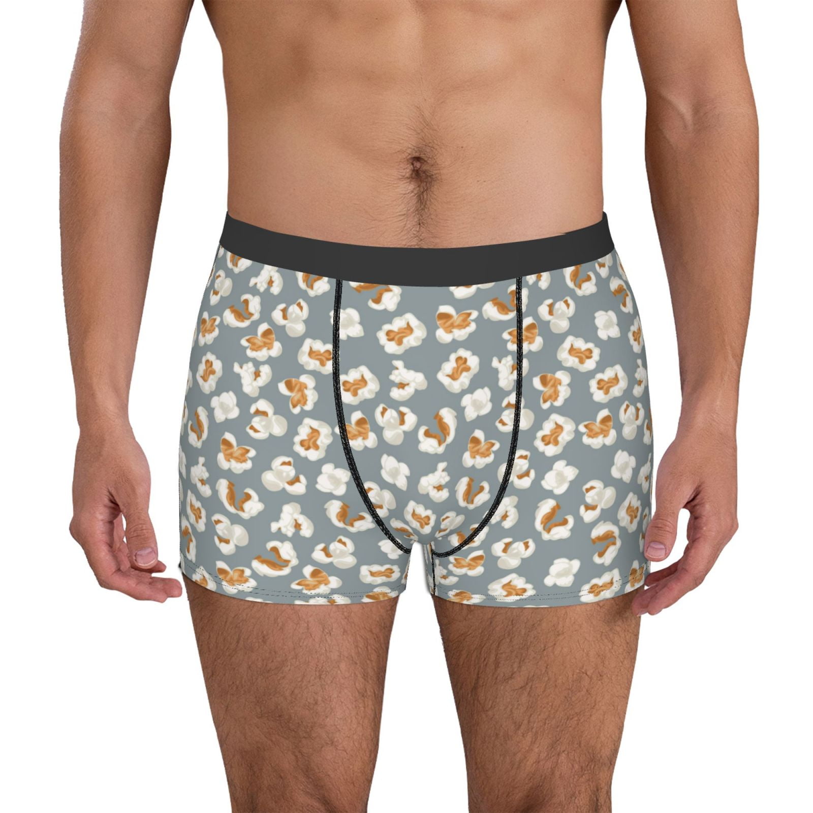 Fotbe White Popcorn Men’s Total Support Pouch Boxer Briefs, XTemp