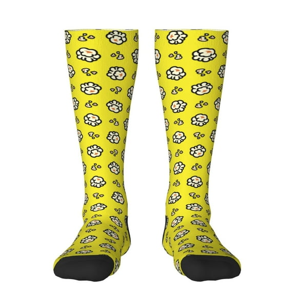Fotbe White Popcorn print Women's Men's Novelty Crew Socks Cotton Socks Knee High Socks for Walking,Running,Nurses,Pregnancy