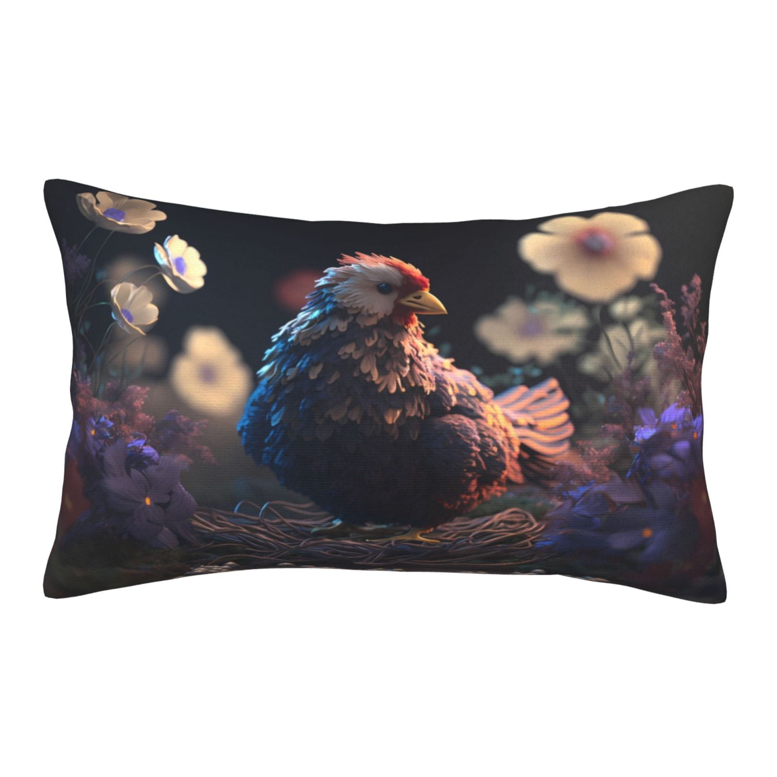 Fotbe White Purple Flower Chicken Pillow Cases Envelope Closure