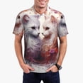 thumbnail image 1 of Fotbe White Red Cat Couple Pattern Men’s Golf Polo Shirt – Breathable Performance Golf Shirt with Button-Down Collar-Large, 1 of 6