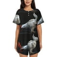 thumbnail image 1 of Fotbe White Red Cockatoo Print Pajama Set for Women 2 Piece Loungewear Short Sleeve Tops and Shorts Set Soft Sleepwear-X-Large, 1 of 7