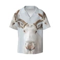 thumbnail image 1 of Fotbe White Reindeer Portrait print Short Sleeve Button Down Shirts for Men Casual Summer Beach Wrinkle Free Shirt-Medium, 1 of 7