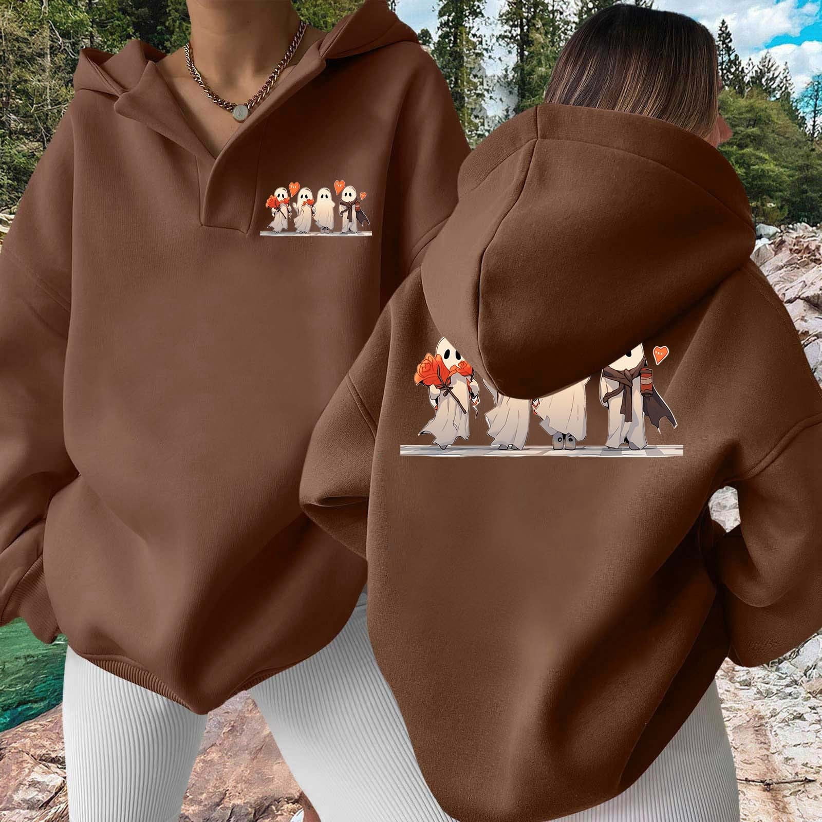 And Winter Fashion Printed Women's Hooded Sweatshirt Without Pockets Womens Sports Hoodie Color Sweatshirt for Women Women's Hooded Sweatshirt Sweat Shirts Women Women's Sweatshirts Large Hooded
