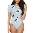 thumbnail image 1 of Fotbe Women Short Sleeve Bodysuit Round Neck Cute Farm Cow Bodysuit For Women Round Neck Scoop Neck Long Sleeve Stretch Tops Jumpsuit-X-Large, 1 of 9