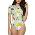thumbnail image 1 of Fotbe Women Short Sleeve Bodysuit Round Neck Mushroom Bee Bodysuit For Women Round Neck Scoop Neck Long Sleeve Stretch Tops Jumpsuit-Xx-Large, 1 of 9