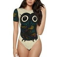 thumbnail image 1 of Fotbe Women Short Sleeve Bodysuit Round Neck Owl With Mandala Bodysuit For Women Round Neck Scoop Neck Long Sleeve Stretch Tops Jumpsuit-X-Large, 1 of 9