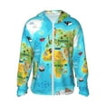 thumbnail image 1 of Fotbe World Map With Animals Landmarks Men's Women's UPF 50+ Sun Protection Jacket Hooded Cooling Shirt with Pockets Hiking Outdoor Performance-Large, 1 of 8