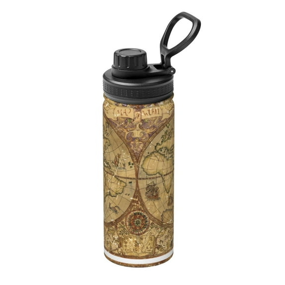 Fotbe World Map1 Pattern 18 Oz Sports Insulated Kettle Vacuum Cup Stainless Steel Travel Mug Cup Thermal Flask,Insulated Kettle for Cycling Gym Basketball Outdoor
