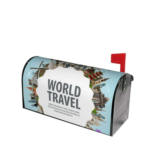 Fotbe World Travel Mailbox Covers Post Letter Box Cover Garden Decor Standard Size-