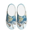thumbnail image 1 of Fotbe World Travel Pattern Women's Fuzzy Curly Fur Memory Foam Loafer Slippers Indoor Outdoor Slippers Winter Home Shoes-39/40, 1 of 7
