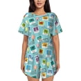 thumbnail image 1 of Fotbe World Travel1 Print Pajama Set for Women 2 Piece Loungewear Short Sleeve Tops and Shorts Set Soft Sleepwear-3X-Large, 1 of 7