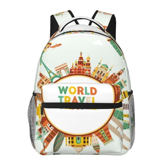 Fotbe World Travel3 Pattern Casual Backpack for School, Travel, and Outdoor Activities - Durable, Lightweight, and Comfortable