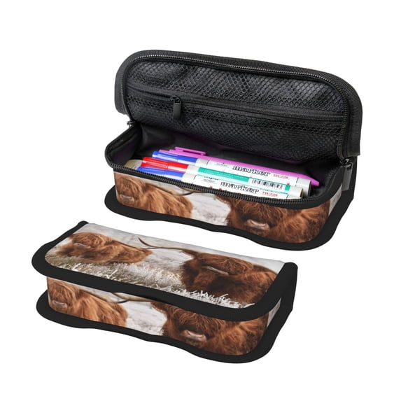 Fotbe Yak Pattern Pencil Case,Canvas Pen Case, Multi- Slot Pencil Pouch, Portable Pencil Bag, Pen Case for& Office, Makeup Bag ,Zipper Pouch