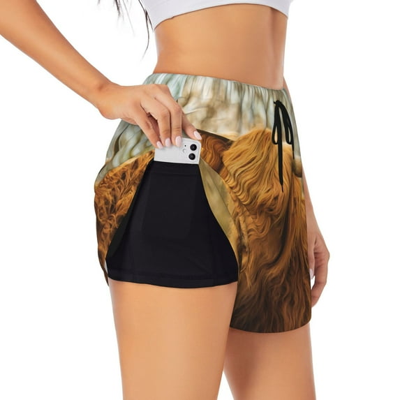 Fotbe Yak Womens High Waist Running Shorts Athletic Workout Quick Dry Shorts for Women with Pockets Gym Yoga Summer Shorts-XX-Large